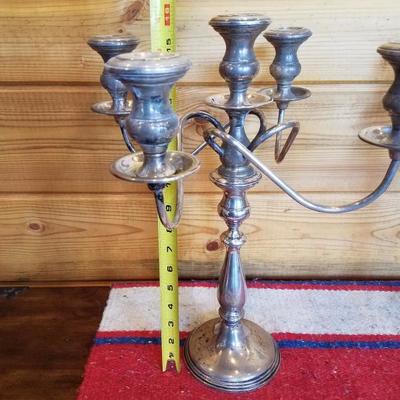 Lot-B6 Pair of 2 Pc 5 Candle Sterling Weighted Empire 397 Candelabras