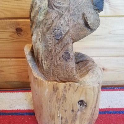 Lot-A24 Decorative Wood Carved Bear Stump #1