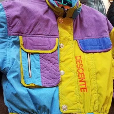 Lot-C26 Men's XL Desente  Purple Yellow & Blue Full Body Ski Suit