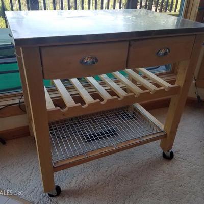 Lot-B2 2 Drawer Rolling Stainless Steel Top Kitchen Island Bar Utility Cart