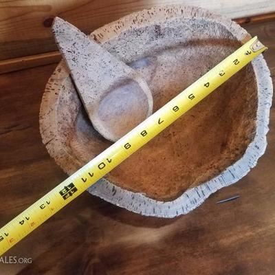 Lot-C20 2 Pc Decorative Primitive Cork Grinding Bowl 