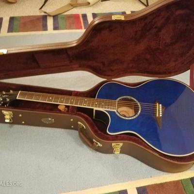 Lot-F10 Left Hand Blue Dean Acoustic Guitar w/ Case