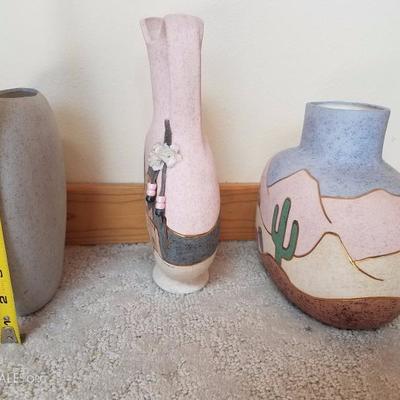 Lot-A5 3 Pc Southwest Pottery Collection Artist Signed Decorative Vases
