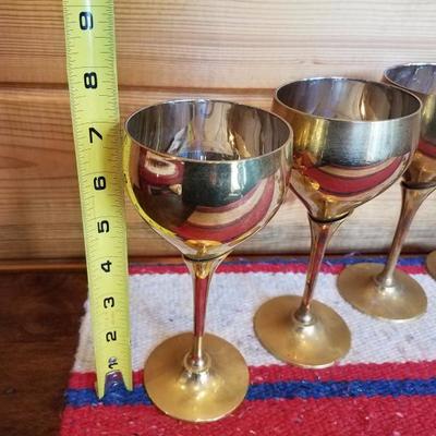 Lot-B7 8 Pc Brass Goblet Set Made in India 