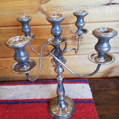 Lot-B6 Pair of 2 Pc 5 Candle Sterling Weighted Empire 397 Candelabras
