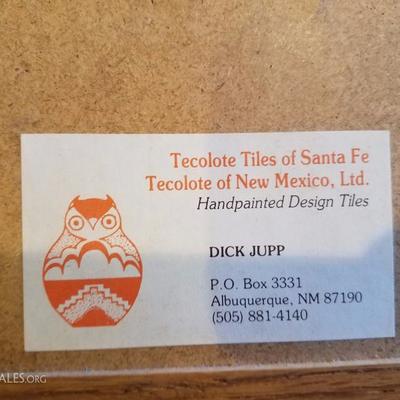Lot-B68 2 Tile Tecolote Southwestern Art Santa Fe Handpainted Dick Jupp Design