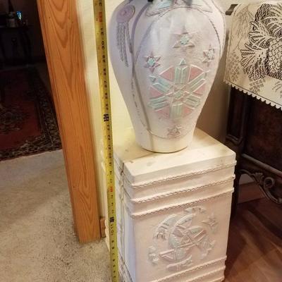Lot-C4 Large Decorative Ceramic Flower Vase w/ Pedestal