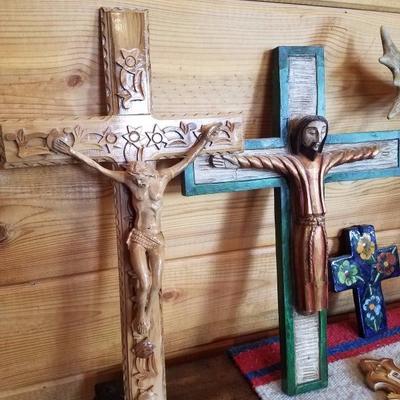 Lot-E3 Lot of 11 Mixed Crucifixes Crosses Wall Hanging Religious