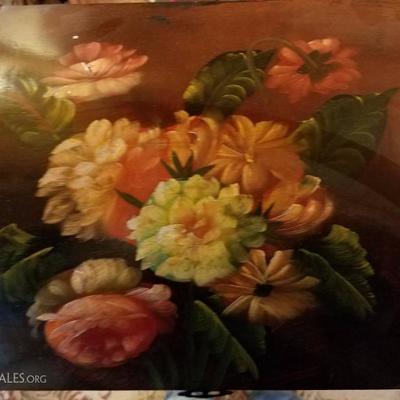 Lot-D1 Small Wooden Chest Hand Painted Floral Design