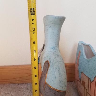 Lot A6 2 Pc Southwest Pottery Artist Signed Decorative Vases #2