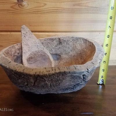 Lot-C20 2 Pc Decorative Primitive Cork Grinding Bowl 