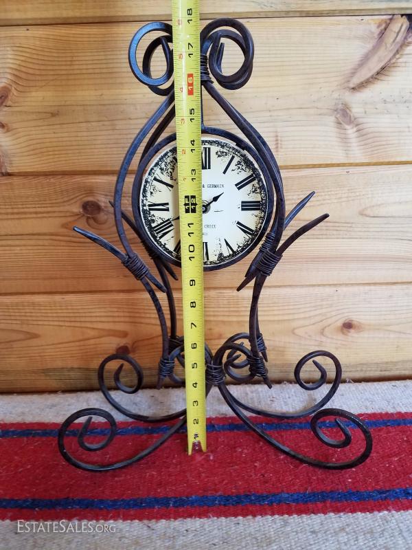 LotB40 Poirot & Germain Saint Croix Paris Twisted Metal Table Clock