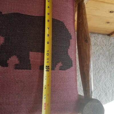 Lot A2 Single Rustic Log Bar Stool Fabric Covered Bear Print