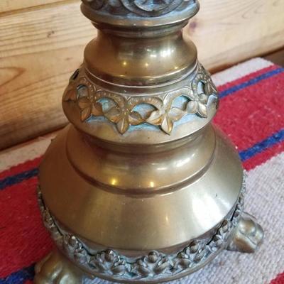 Lot-B47 Antique 3 Tier Solid Brass Footed Candle Holder Gothic Church
