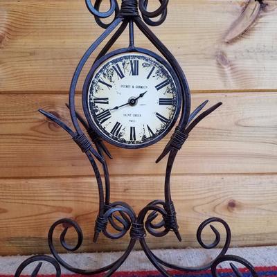 Lot-B40 Poirot & Germain Saint Croix Paris  Twisted Metal Table Clock