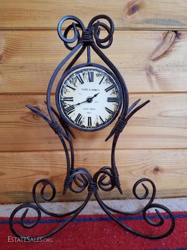 LotB40 Poirot & Germain Saint Croix Paris Twisted Metal Table Clock
