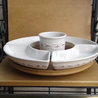 Lot #26 - 6-piece Crescent Bowls, Not-So-Lazy Susan and Crock 