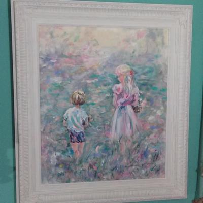 Lot 18 - Oil on Canvas of 2 children