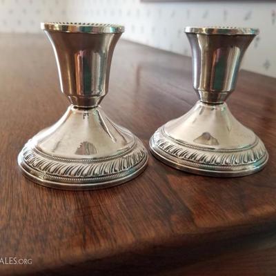 Lot 4 - 2 Weighted Sterling Candle Holders