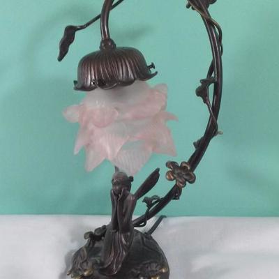 Lot 7 - Vintage Bronze kneeling Fairy Lamp