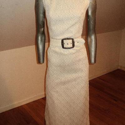 Vtg 1960's Maxi Cheongsam silver lame' embroidery belt