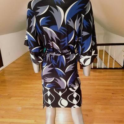 Vtg Diane von Furstenberg silk wrap kimono style atomic dress