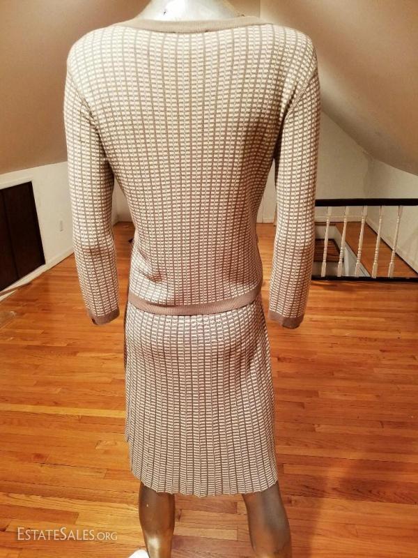 French dress/jacket ensemble Rodika Paris plaid knit Chanel Style