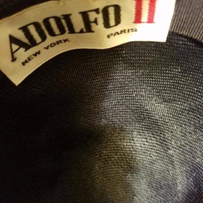 vtg Adolfo tilt brim straw hat millinery flower 