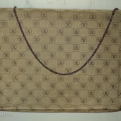 Vtg Iconic Valentino purse suede leather chain handle metal hardware