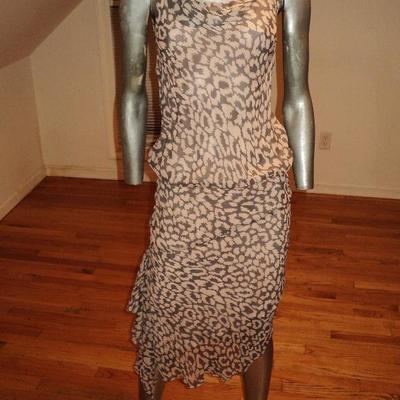 Vtg Diane von Furstenberg silk chiffon tigress high low dress