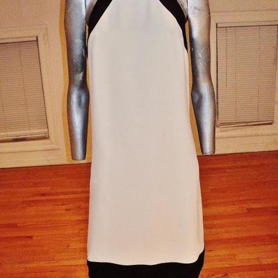 Vtg color block white/black trim wiggle crepe Lord & Taylor dress