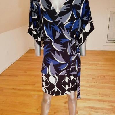 Vtg Diane von Furstenberg silk wrap kimono style atomic dress