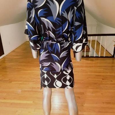 Vtg Diane von Furstenberg silk wrap kimono style atomic dress