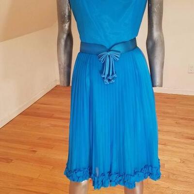 Vtg MGM Star Elaine Ravell Estate 1960 silk chiffon wiggle dress w/belt