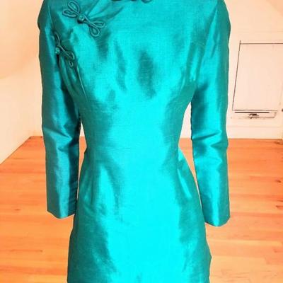 Vtg 1950-60's silk Cheongsam 3 piece ensemble pant skirt jacket metal zip