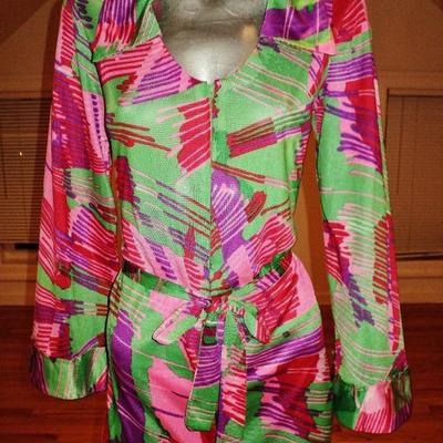 Vtg 1960's Roxanne coat dress perfect fit psychedelic print/zipper