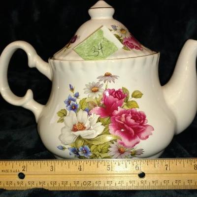 B7-34 VINTAGE Crown Burslem Teapot, Staffordshire, Eng