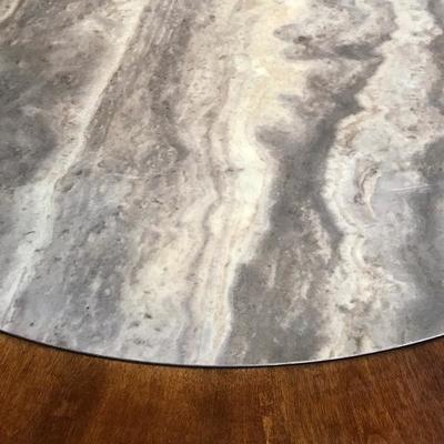 Round dining room table 4 chairs marble/stone ? wood top 