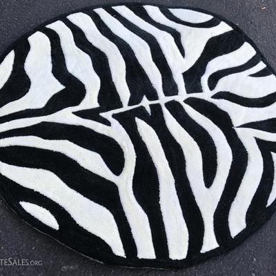 Zebra print round throw rug 3 ft 