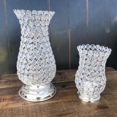 Faux crystal vase/ candleholders set 2