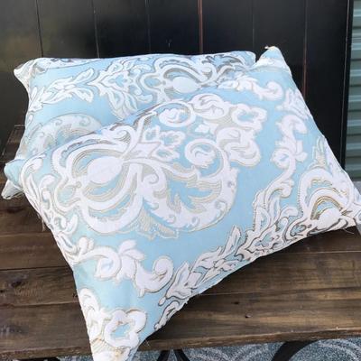 2- Teal ivory and beige pillows 