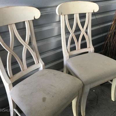 2 French provincial ivory chairs 