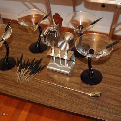 Lot #23 Cocktail Party Set (4), Includes Metal Toothpicks & Mixing Spoon