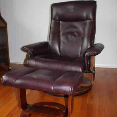 Lot #5 Vintage Leather Armchair w/Ottoman