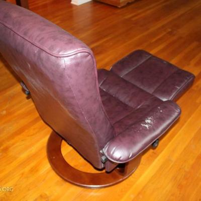 Lot #5 Vintage Leather Armchair w/Ottoman