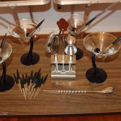 Lot #23 Cocktail Party Set (4), Includes Metal Toothpicks & Mixing Spoon