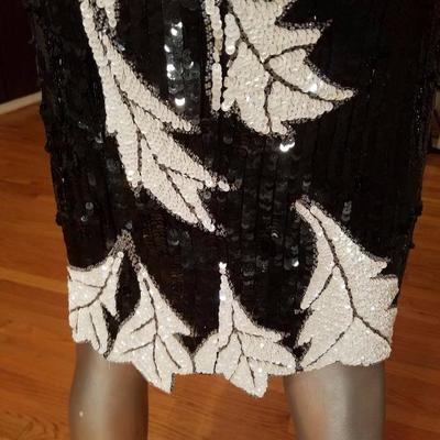 Vtg Flapper silk dress fully beaded sequined high low