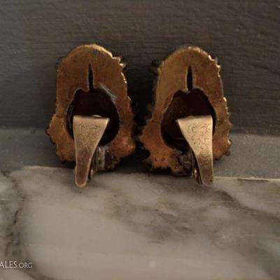 Vintage sterling  amber clip on earrings filigree bakelite and citrine