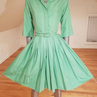 Vtg MGM Star Elaine Ravell Estate Best & Co 1950's full sweep dress/belt