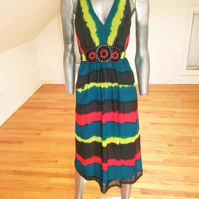 Tie Dye Empire chiffon dress indian beaded front design